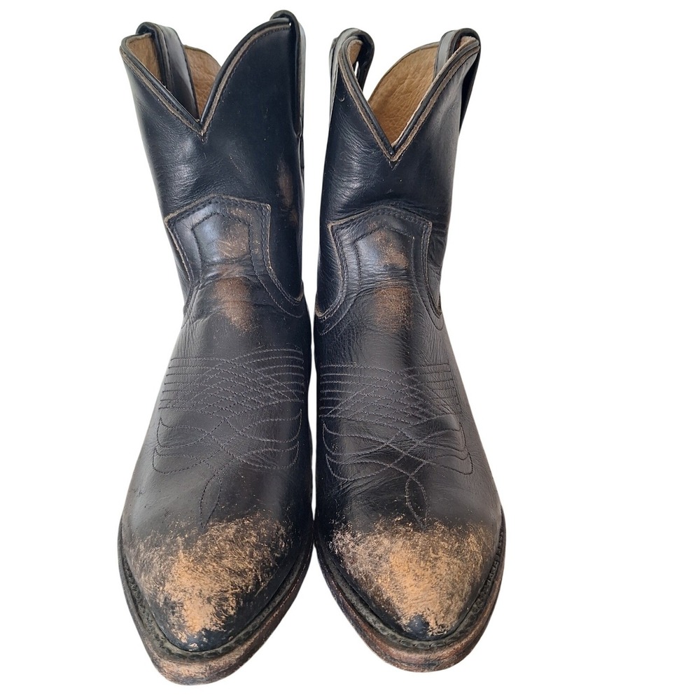 Frye Billy Boot Women 7.5B Black Brown Distressed Mexico Made Ankle Western